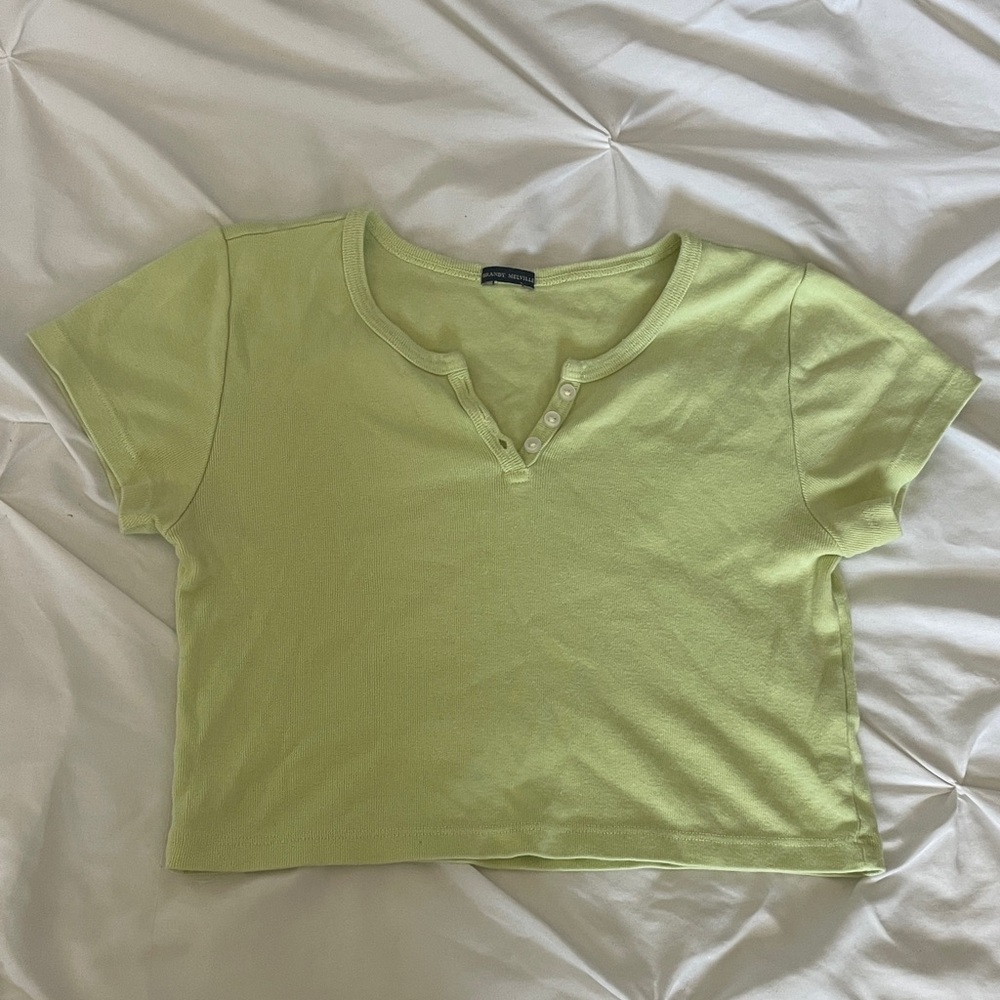 Brandy Melville Light Green Buttoned Tee